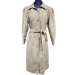 Vintage Saxton Hall Neutral Lightweight Baggy Long Trench Coat Size 14 Women B21